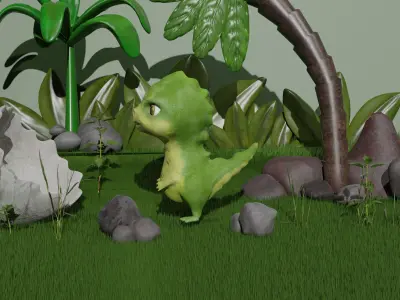 Cute dinosaur Low-poly 3D model