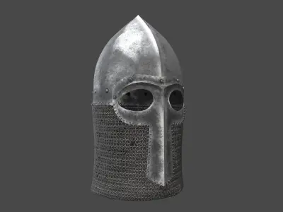 Medieval Helmet Low-poly 3D model 2