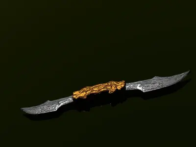Double sided knife Free low-poly 3D model