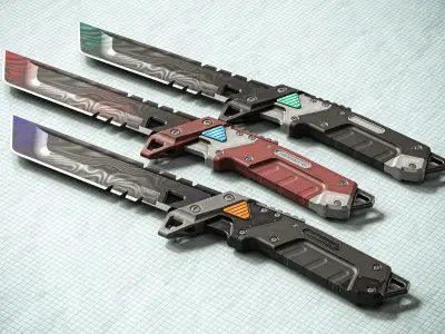 Sci-fi Knife KW PBR Low-poly 3D model