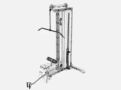 2-in-1 Lat Pulldown and Low Row Machine 3D model
