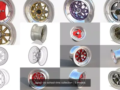 Japan oldschool rims collection 3D Model Pack purchase