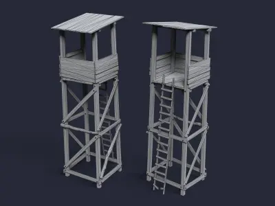 Observation tower Low-poly 3D model