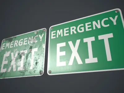 Plastic Exit Sign 3 PBR Game Ready Low-poly 3D model