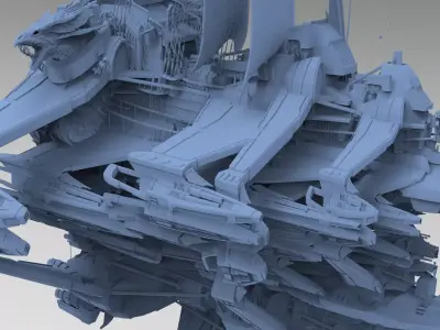 Silver Drake Airship Military vessel Large 3D model