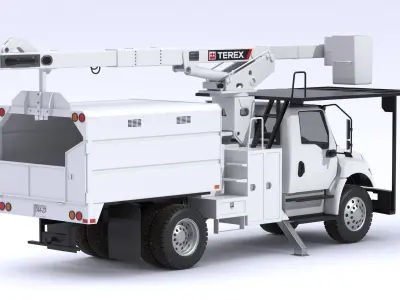 International MV607 Tree Truck Terex XT Pro 70 Forestry Boom 3D model