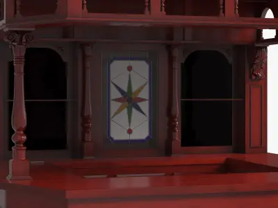  Classic Wooden Bar with Arched Upper Rack Red-Brown 