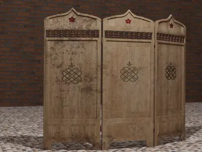 Folding screen Low-poly 3D model