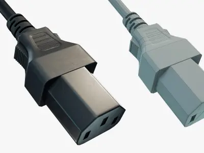 IEC C13 Female Plug Low-poly 3D model
