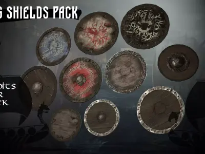 Viking shields pack Low-poly 3D model