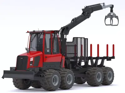 Komatsu 845-1 Forestry Forwarder Logging Machine 3D model