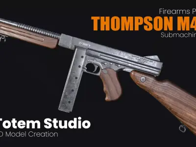 Thompson M1A1 Submachine Gun Low-poly 3D model