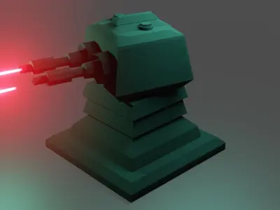 Turret laser gun  Low-poly 3D model