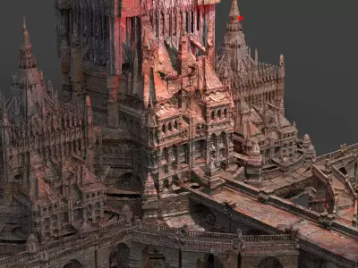 Stone necropolis Castle Kitbash 3D model