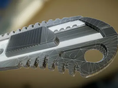 Box Cutter Lowpoly Black Plastic - Gameready - PBR Textures Low-poly 3D model