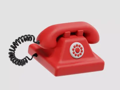 Cartoon Telephone Low-poly 3D model
