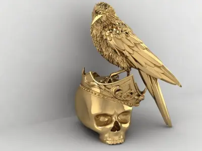 skull  crown bird 3D print model