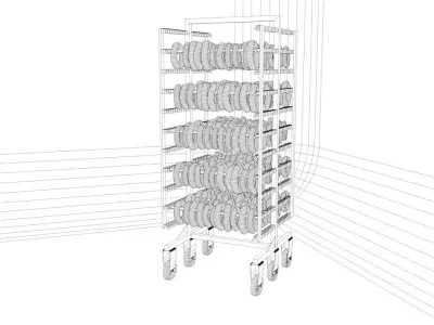Drying Chamber Dolly Cart Rack 3D model