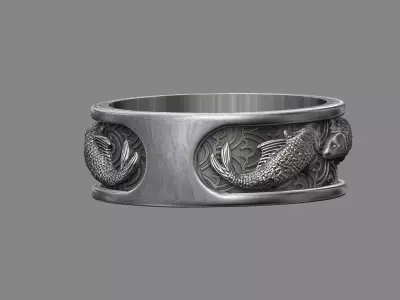 Japanese Koi Fish wedding band 3D print model