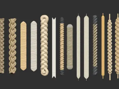 40 ROPE IMM BRUSHES FOR ZBRSUH  HIGH and LOWPOLY Low-poly 3D model