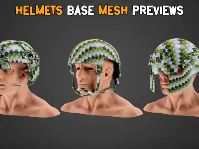 30 Military Helmet Base Mesh   Vol 04   Low-poly 3D model