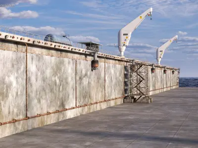 Seasight Davits Cranes Installed in Ship Dry Dock 3D model