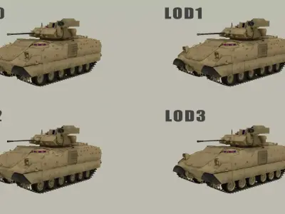 M2 Bradley IFV with LODs 3D model