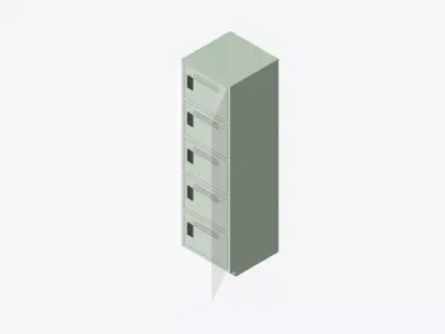 Locker - Plastic - Locka - Classic - Five Tier Low-poly 3D model