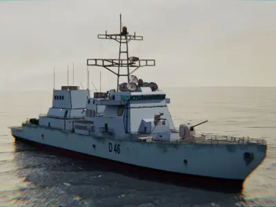 destroyer ship Low-poly 3D model by ayodb3d