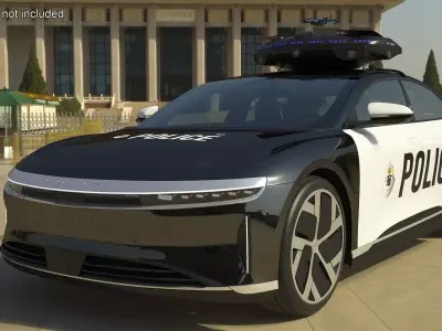 Lucid Air Police Car with Drone 3D model