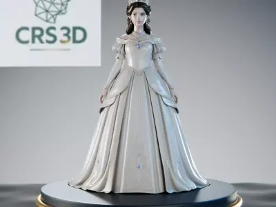 Fantasy Princess Statue - Royal Queen Gown 3D print model