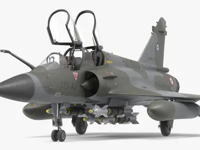 Dassault Mirage 2000N Tactical Bomber Camouflage with Armament Rigged for Maya 3D model