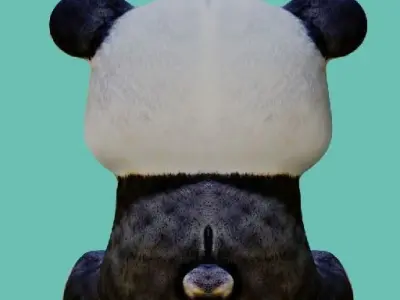 Low poly baby panda 3D model