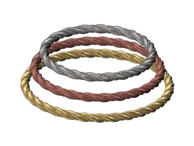 Beaded twisted rope bangle sizes S M L 3D print model