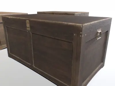 Old wooden trunk  Low-poly 3D model