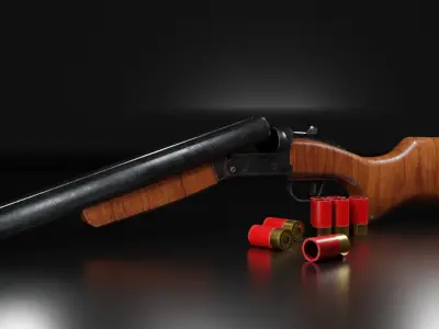 double barrel shotgun Low-poly 3D model buy