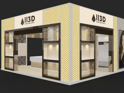 Exhibition Stand Stall Three Side Open 6X6 3D model