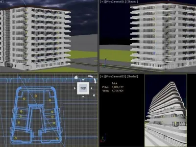 V Design Hotel with interior Plan 3D model