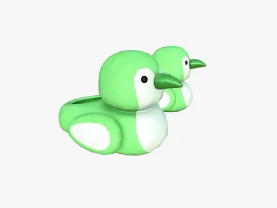 Slippers J04 Green Bird - Costume Character Design Low-poly 3D model
