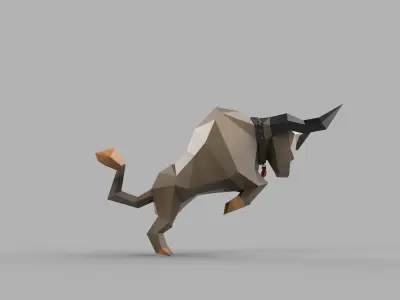 Cartoon Animal buffalo Low-poly 3D model