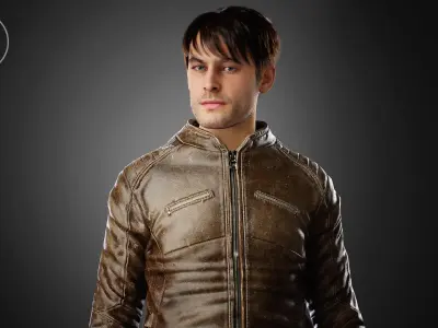 Men Jacket Leather 3D model