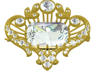 Antique Art Deco Diamond Brooch 3D print model