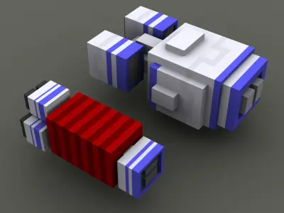 Voxel style spaceships 3D model