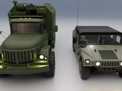 Military Cargo Truck and Tactical Humvee 3D Model Pack  Low-poly 3D model