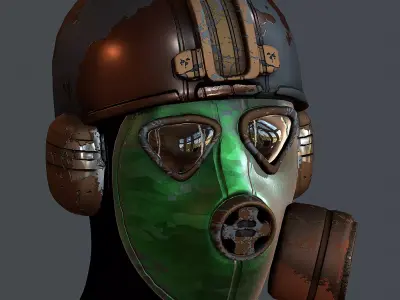 Gas mask helmet 3d model scifi Low-poly  Low-poly 3D model 45
