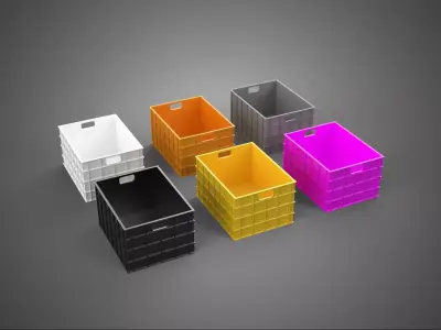 STANDARD YELLOW PURPLE ORANGE WHITE BLACK GRAY PLASTIC CRATE BOX 3D model