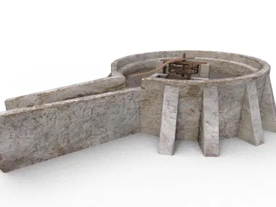 Blood Waterwheel  18th Century Horror Machine Low-poly 3D model