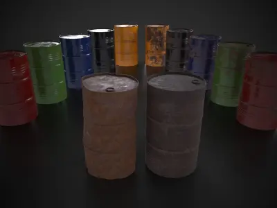 Metal barrels Low-poly 3D model purchase