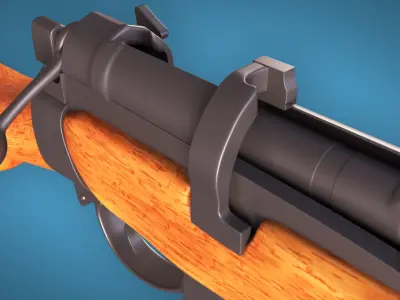 Lee Enfield Bolt Action Rifle LowPoly Firearm  3D Model Low-poly 3D model