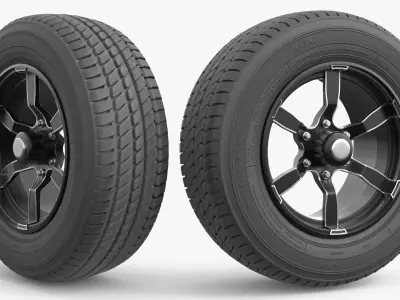 Automotive Alloy Wheel with Tire 3D model